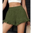 thumbnail image 5 of PRETTYGARDEN Summer Shorts for Women Boho Elastic Waist Ruffle Casual Hollow Out Embroidered Beach Bottoms with Pockets, 5 of 10