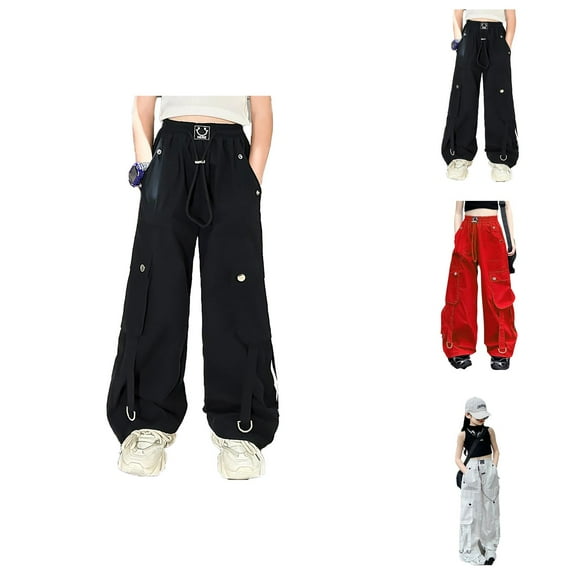 Girls Pants Girls' Fashion Cargo Joggers High Waist Wide Leg for Casual Dance Outdoor Activities Comfortable Fashionable Kids Attire