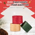 thumbnail image 2 of 3 Rolls Raffia Ribbon Twine String, 540 Feet Christmas Wrapping Paper for Crafts, Red Green Natural Christmas Ribbon for Gift Wrapping, Raffia Yarn for Holiday DIY Supply, 180 Feet Each Roll, 2 of 7