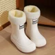 thumbnail image 4 of Botas de lluvia para niños, impermeables, antideslizantes, forro polar interior, para niños y niñas, estudiantes de escuela primaria, zapatos de goma antideslizantes para exteriores, 4 of 5