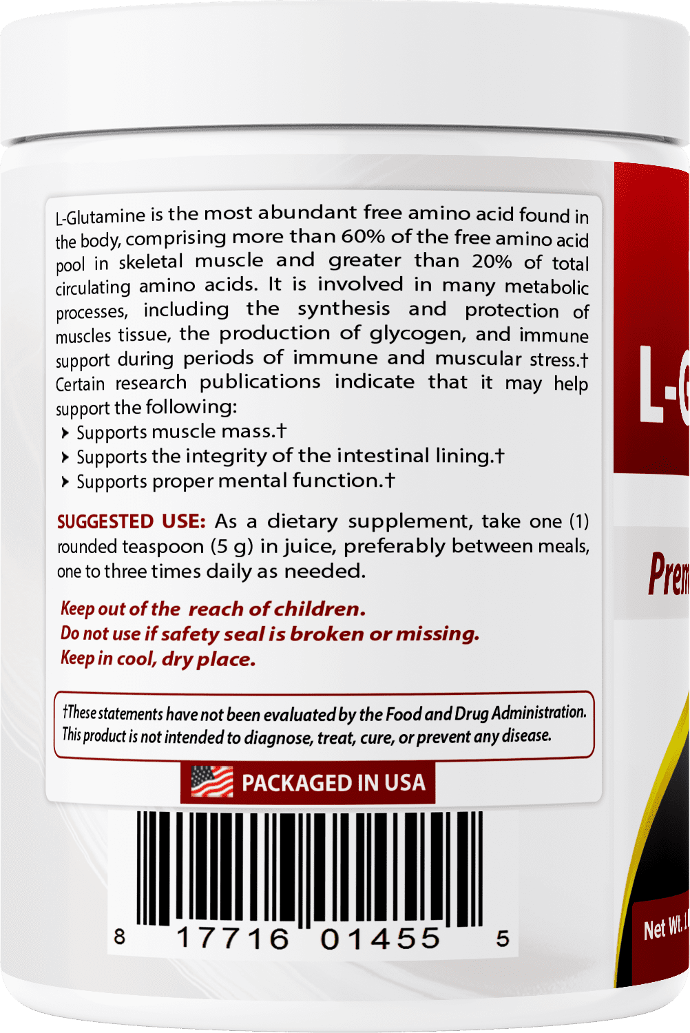 (2 pack) Best Naturals L-Glutamine Powder 1 Lb - 100% Pure - Free Form