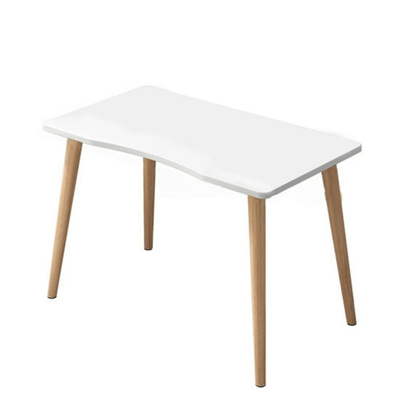 HEVIRGO Modern Ergonomic Arc Design Thickened Plate Spacious Desktop Computer Desk Solid Wood PC Work Writing Table