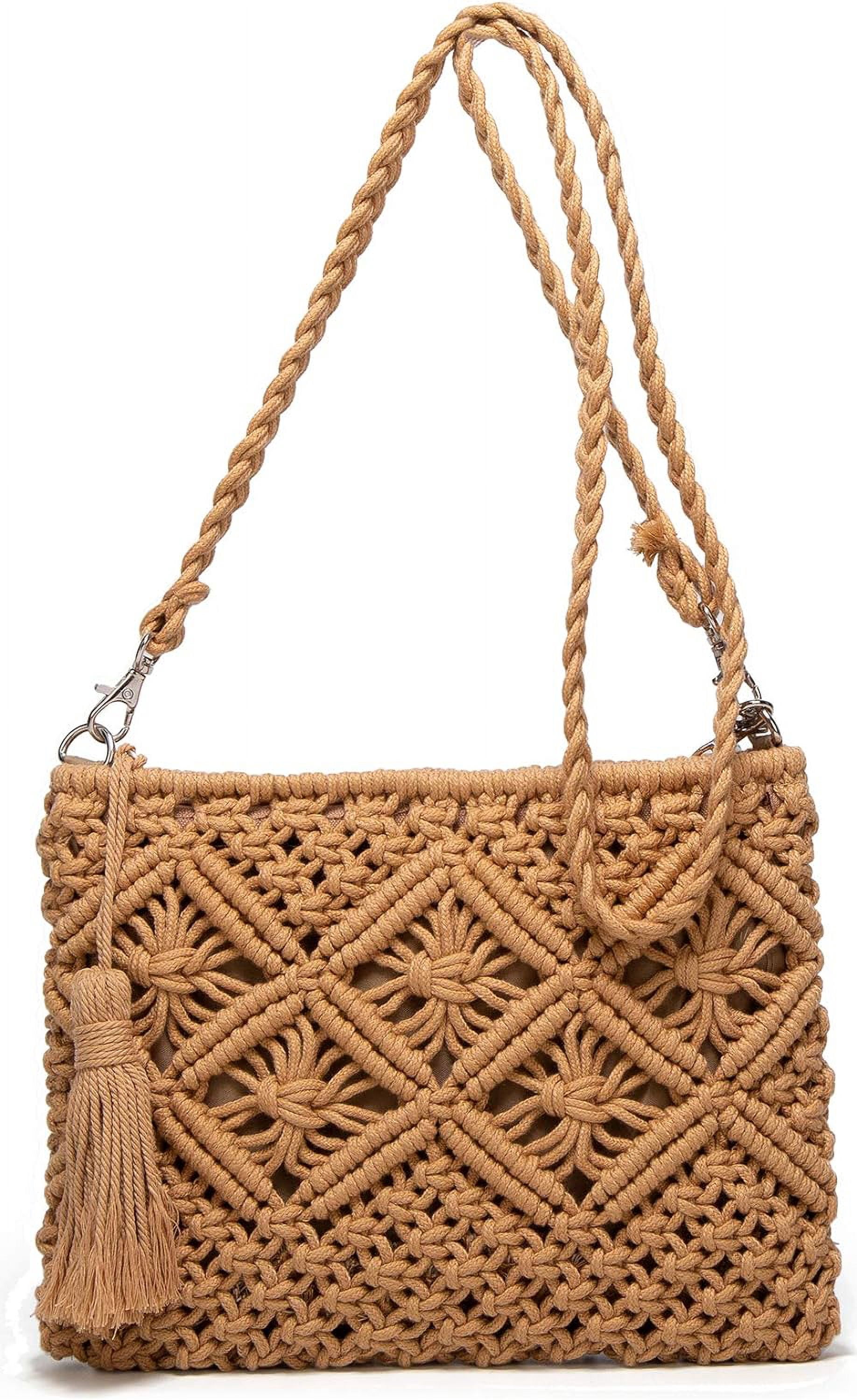 Zhengup Straw Bags Crossbody Purses for Women, Tassel Straw Handbag Vintage Handwoven Bag Summer Beach Bag