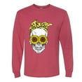 thumbnail image 2 of Skull Sunflower Skeleton Bandana Inspirational/Christian Mens Long Sleeve Shirt, Vintage Heather Red, 2XL, 2 of 3