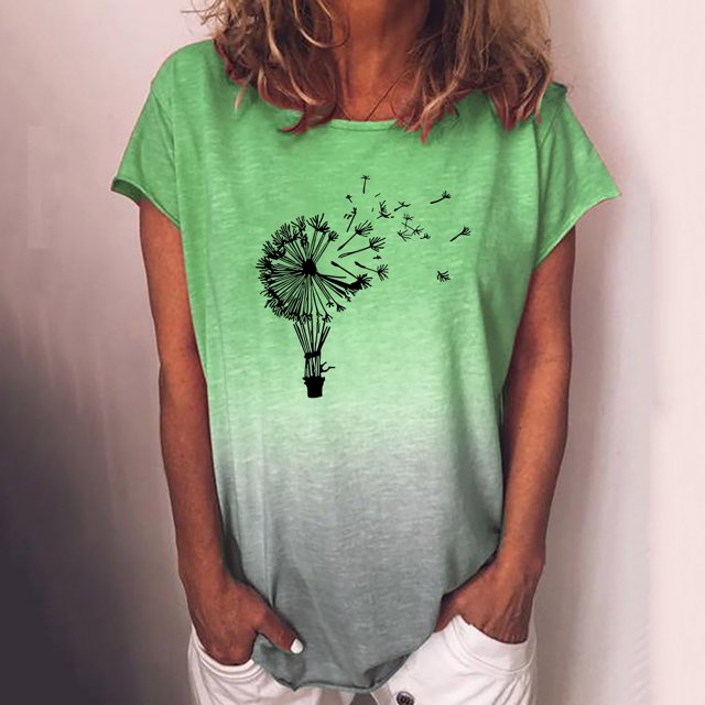Fiudx Camisas de Mujer Moda Mujer Casual Cuello Redondo Impresión Blusa Manga Corta Camiseta Verano Tops