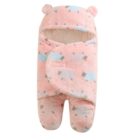 

Baby Boys Girls Cartoon Flannel Swaddle Wrap Printed Sleeping Blanket Cooton Warm Hoodie Swaddle Wrap