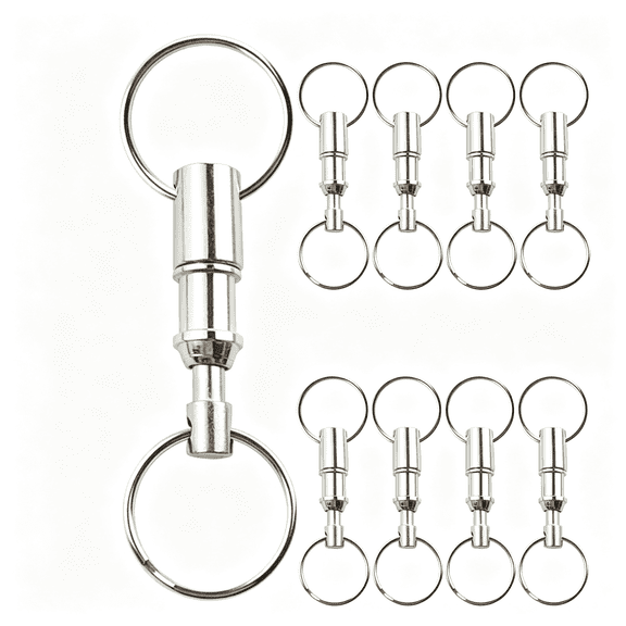 DESIGNICE 11Pcs Quick Release Keychain Detachable Pull Apart Key Rings Heavy Duty Dual Split Snap Lock Holder Silver Double Spring Key Accessory Sturdy Build Quick Release Keychain