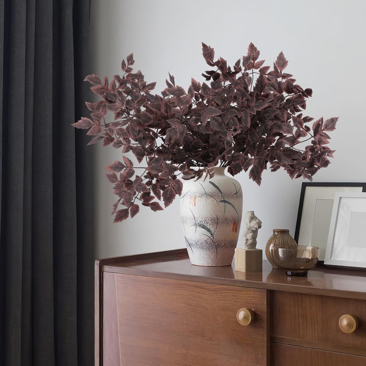 4 Bundles Artificial Snakeroot Leaf Spray 23IN Burgundy Autumn Decor for Wreath Vase Centerpiece