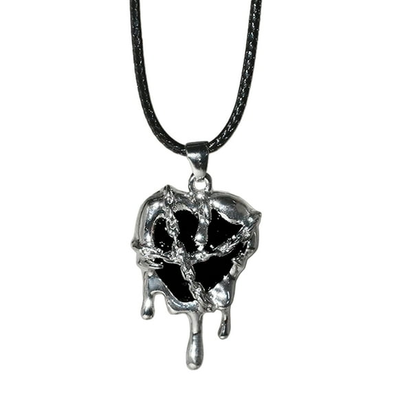 YIEMEEN Gothic Punk Crystal Heart Necklace Vintage Hollow Love Pendant Necklaces for Men
