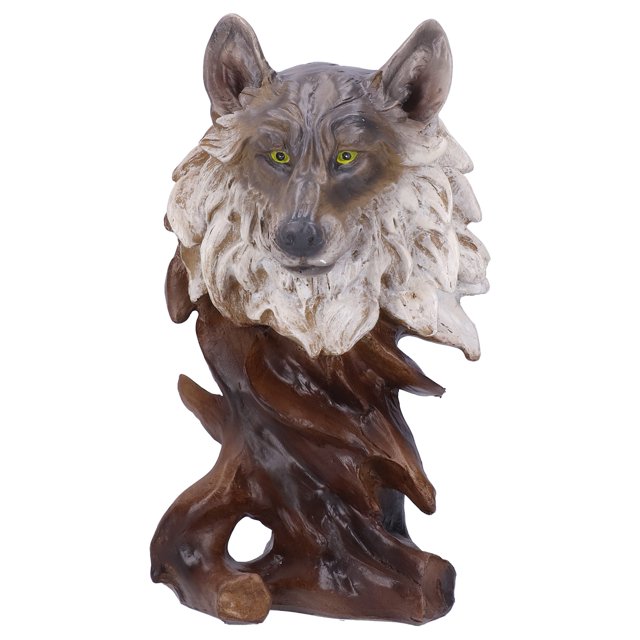 Escultura de lobo salvaje de 26,7 x 15 x 10 cm, obra de arte en resina para decoración del hogar y la oficina