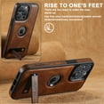 thumbnail image 2 of Dteck for iPhone 15 Pro Max Case, iPhone 15 Pro Max Magnetic Case Compatible with MaSafe Wireless Charging, Slim Retro Leather Logo View Shockproof Protective Cover with Invisible Stand, Brown, 2 of 4