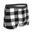 thumbnail image 3 of Disketp White And Black Plaid Pattern Men'S Boxer Briefs,Soft And Breathable Cotton Underwear With Comfortflex Waistband, 3 of 9