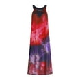 thumbnail image 4 of HKEJIAOI Liquidation Robes Décontractées pour Femmes Robe d'Anniversaire Mode d'Été Décontractée Col Rond Imprimé Régulier Ceintures Robe Longueur au Sol Rouge, 4 of 9