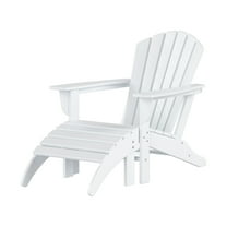 Westin Outdoor Adirondack Patio Chair with Ottoman Footrest, White