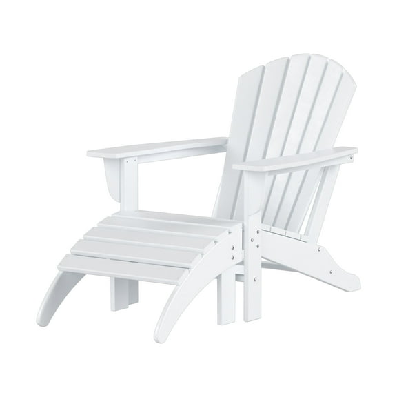 Westin Outdoor Adirondack Patio Chair with Ottoman Footrest, White