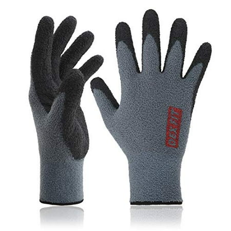 

DEX FIT Warm Fleece Work Gloves NR450 Comfort Spandex Stretch Fit Power Grip Thin & Lightweight Durable Water-Based Nitrile Rubber Coating Machine Washable Grey X-Large 3 Pairs