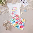 thumbnail image 2 of Girls Summer Outfits Floral Print Flutter Sleeve Top Shorts Set Spring Summer Casual Baby Girl Clothes White 5-6 Years, 2 of 6