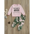thumbnail image 2 of Bagilaanoe 2PCS Toddler Baby Girl Long Pants Set Letter Print Long Sleeve Sweatshirt Tops + Camouflage Sweatpants 1T 2T 3T 4T 5T 6T Kids Casual Sweatsuits, 2 of 8