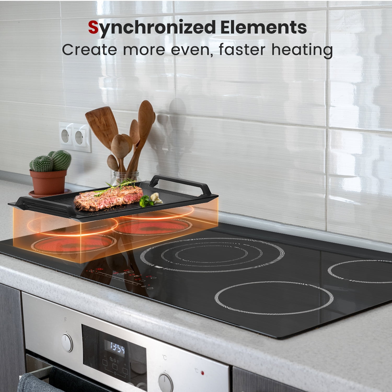 Gasland Chef 36in. 5 Elements Radiant Electric Cooktop in Black with Tri-Ring Element and Bridge Element