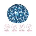 thumbnail image 5 of Kdxio Sea Water Wave Print Shower Cap for Women,Elastic and Reusable,Double Waterproof Layers Bathing Hat, 5 of 6