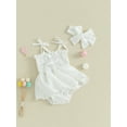 thumbnail image 2 of Bagilaanoe Newborn Baby Girl Rompers Dress Sleeveless Bodysuits + Headband 3M 6M 12M 18M Infant Patchwork A-line Dresses, 2 of 7