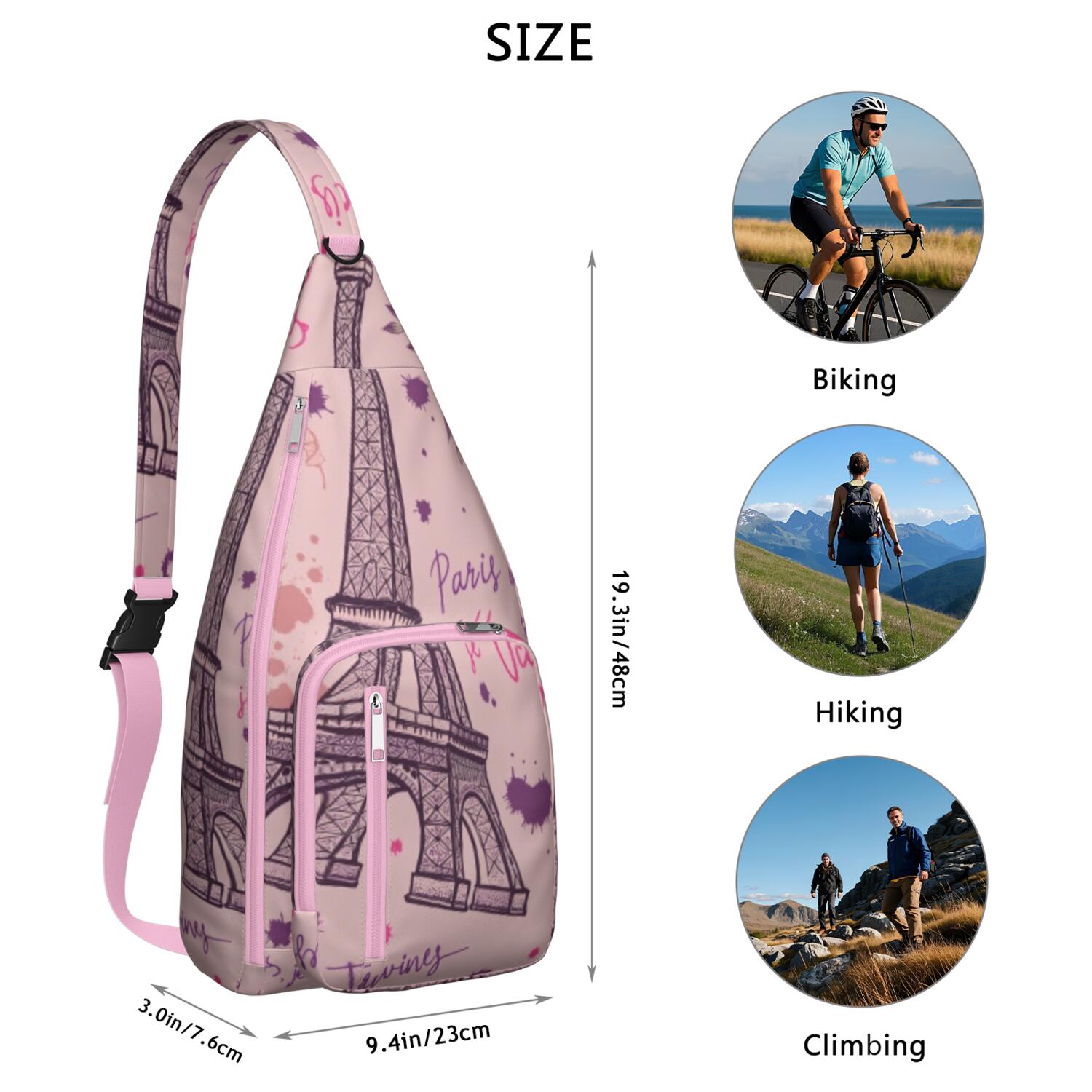 Paris Sling Bag Crossbody Backpack,Sling Backpack Travel Hiking Casual Daypack for Travel Outdoor Activities