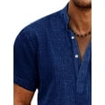 thumbnail image 3 of Gomelly Men T Shirt Button Neck Summer Shirts Hawaiian Tops Mens Casual Vacation T-shirt Lapel Tee Navy Blue S, 3 of 4