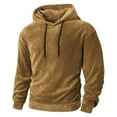thumbnail image 3 of Momasggi Mens Fuzzy Sherpa Hoodies Cozy Warm Fleece Hooded Sweatshirt Loose Comfy Long Sleeve Drawstring Hoodie Fluffy Winter Pullover Tops with Pockets Brown 2XL, 3 of 8