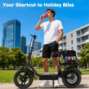 High-Performance Electric Scooter for Adults with Seat, 22MPH Top Speed, 48V 22.5Ah Long-Range Battery, Up to 55 Miles, Dual Suspension, Foldable Design & Cargo Basket