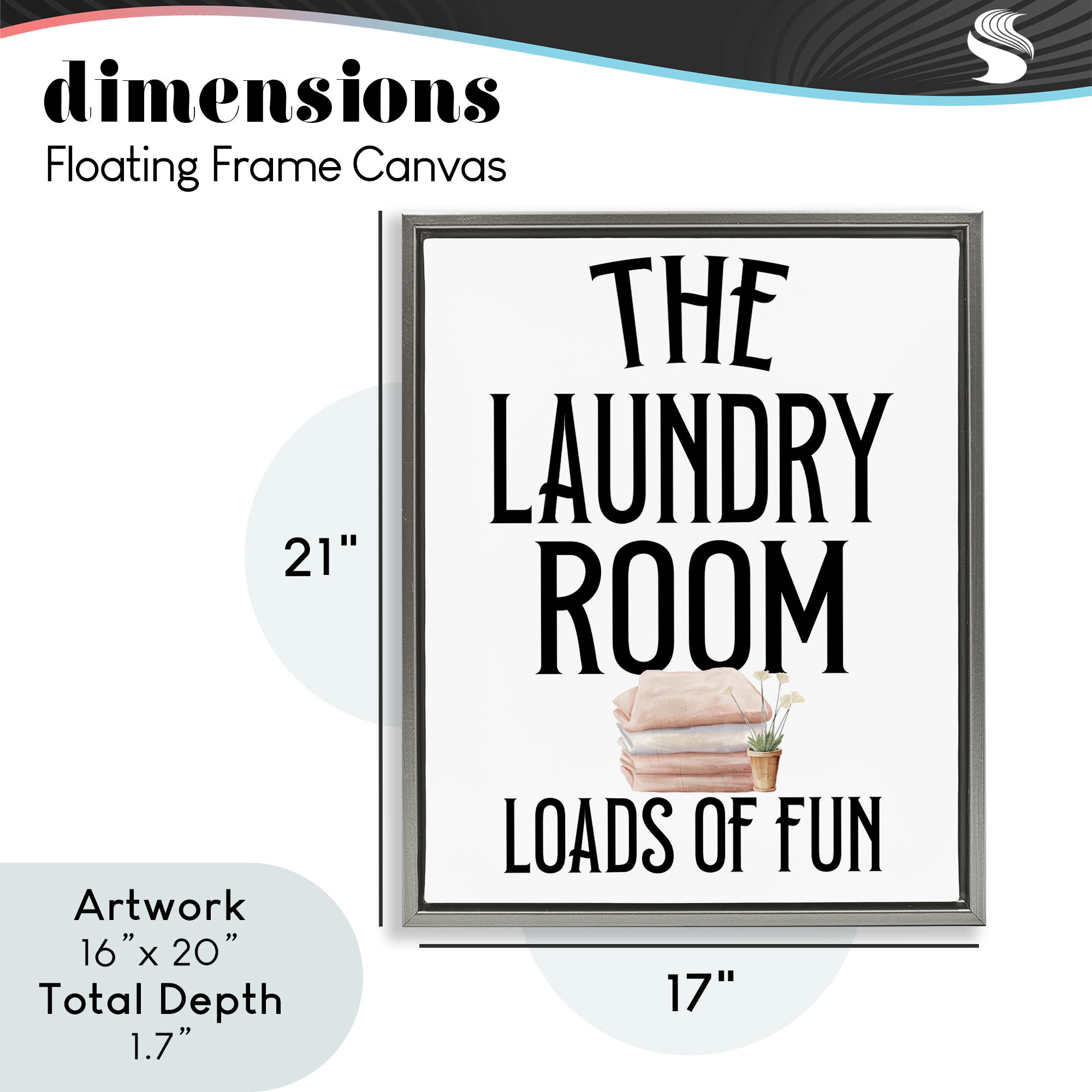 Laundry Room Fun Minimal Gray Framed Floater Canvas Wall Art, design by Kim Allen