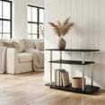 thumbnail image 3 of Wood TV stand in Americano, Chrome finish, three-tier shelving, media storage, 3 of 6