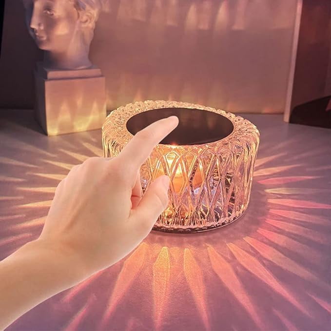 WE Crystal Diamond Rose Table Lamp, Remote and Touch Control Nightstand Lamps, 16-ColorLED Night Light, Bedside Lamps (E)
