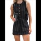thumbnail image 3 of Conjunto de 2 Piezas de Blazer, Chaleco y Falda para Mujer, Cuello Redondo, Informal, Sin Mangas, con Botones, para Oficina, Verano, para Estar en Casa, Negro, Talla M, 3 of 6