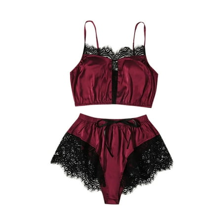 

Binmer Womens Shorts Plus Size Women Shorts Cleanrance Sexy Tops Shorts Lace Bowknot Nightdress Camisole Pajamas Underwear Set