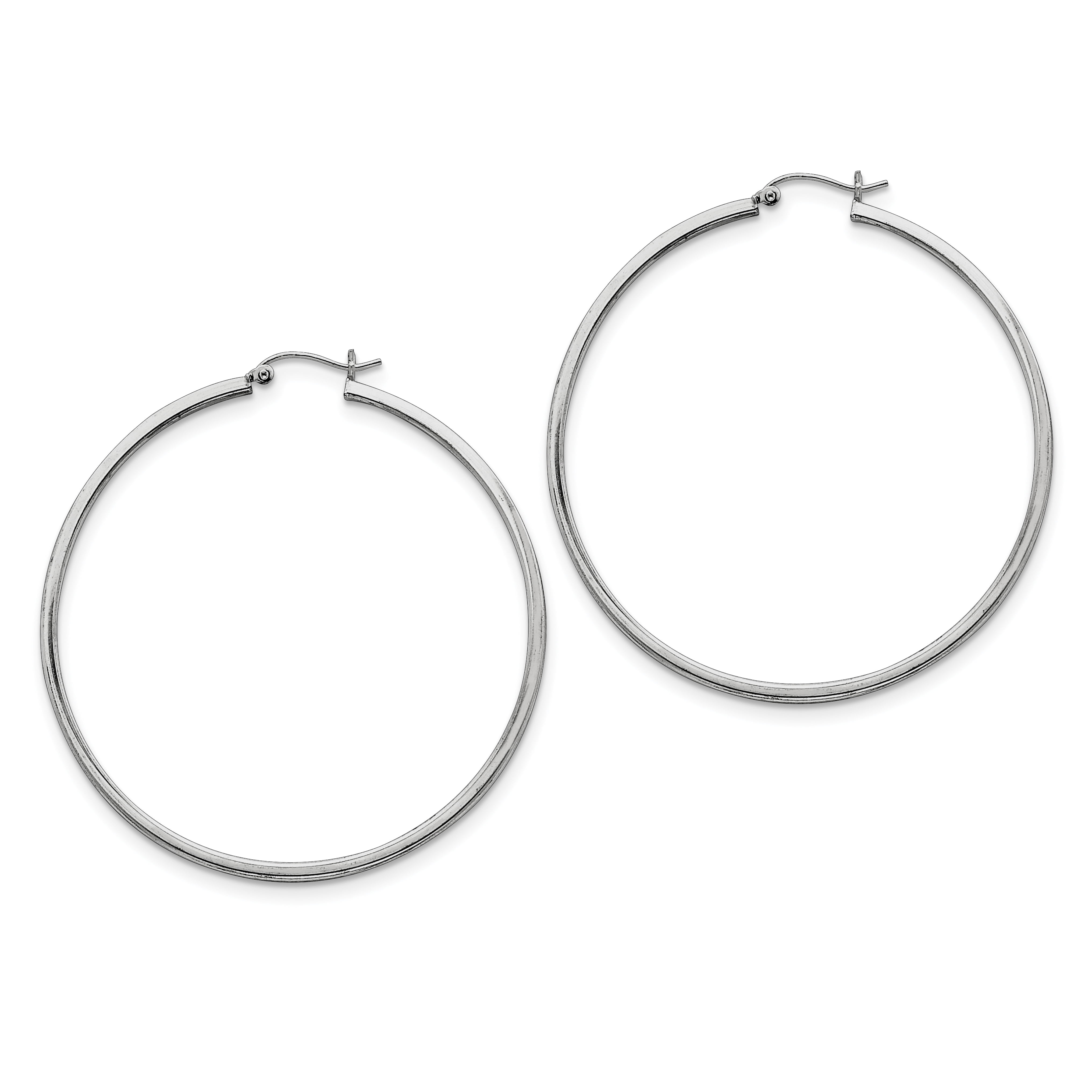 925 Sterling Silver 2x55mm Square Tube Hoop Earrings Ear Hoops Set Round Fine Jewelry For Women Gifts For Her 