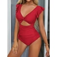 thumbnail image 3 of Charmo Ruffled One Piece Swimsuit for Women High Cut Bathing Suits Backless Monokini Swimwear, 3 of 6