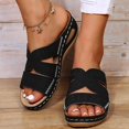 thumbnail image 2 of Orthopedic Wedge Sandals for Women Summer Dressy Casual High Wedges Slip on Sandals Open Toe Platform Walking Shoes Beach Sandals for Woman, 2 of 5