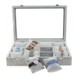 thumbnail image 2 of Organizador de joyas con 12 almohadas, estuche de almacenamiento para anillos y pendientes Gris, 2 of 9