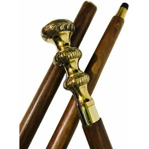 NAUTICALMARTUS BY Designer Knob Victorian Brass Head Handle Cane Walking Stick 3 fold Cane Beautiful Gift