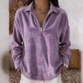 thumbnail image 2 of TRUBKH Zip Front Tops for Women V Neck Long Sleeve Women's Relaxed Fit Polo Shirts Cotton Zip-up T-shirt Casual Shirt Business Casual Half Zip Pullover Dressy Tops Purple L, 2 of 5