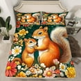 thumbnail image 2 of Manfei Tribal Squirrel Animal Twin Sheet Sets, Mystic Rustic Groovy Flower Twin Fitted Sheet, Teens Kids Child Flat Sheet, Ultra Soft Home Decor, 3pcs, 2 of 7