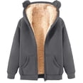 thumbnail image 4 of BOOMNY Women's Long Sleeve Fleece Hoodies Solid Pullover Hoodie for Women Trendy Zip Up Warm Fall Winter Hooded Sweatshirts With Pocket, 4 of 5