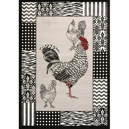 - Fleur De Lis Living Osmond Gray Rooster Rug