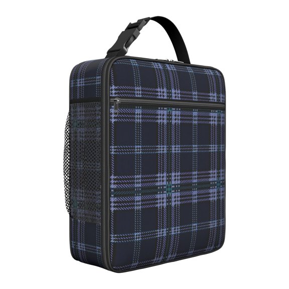 Blue and Green Checkered Pattern Insulated Lunch Bag for Men Women,Waterproof Lunch Box for Work,Picnic or Travel,Thermal Insulation,10.63x9.06x3.54 Inches
