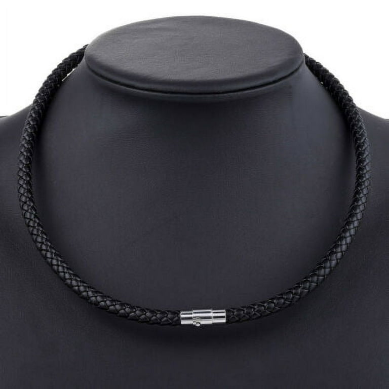 Artificial Man-made leather Cord Necklace For Men Women Stainless Steel  Magnetic Clasp Black Brown Color Braided Chain LDN77