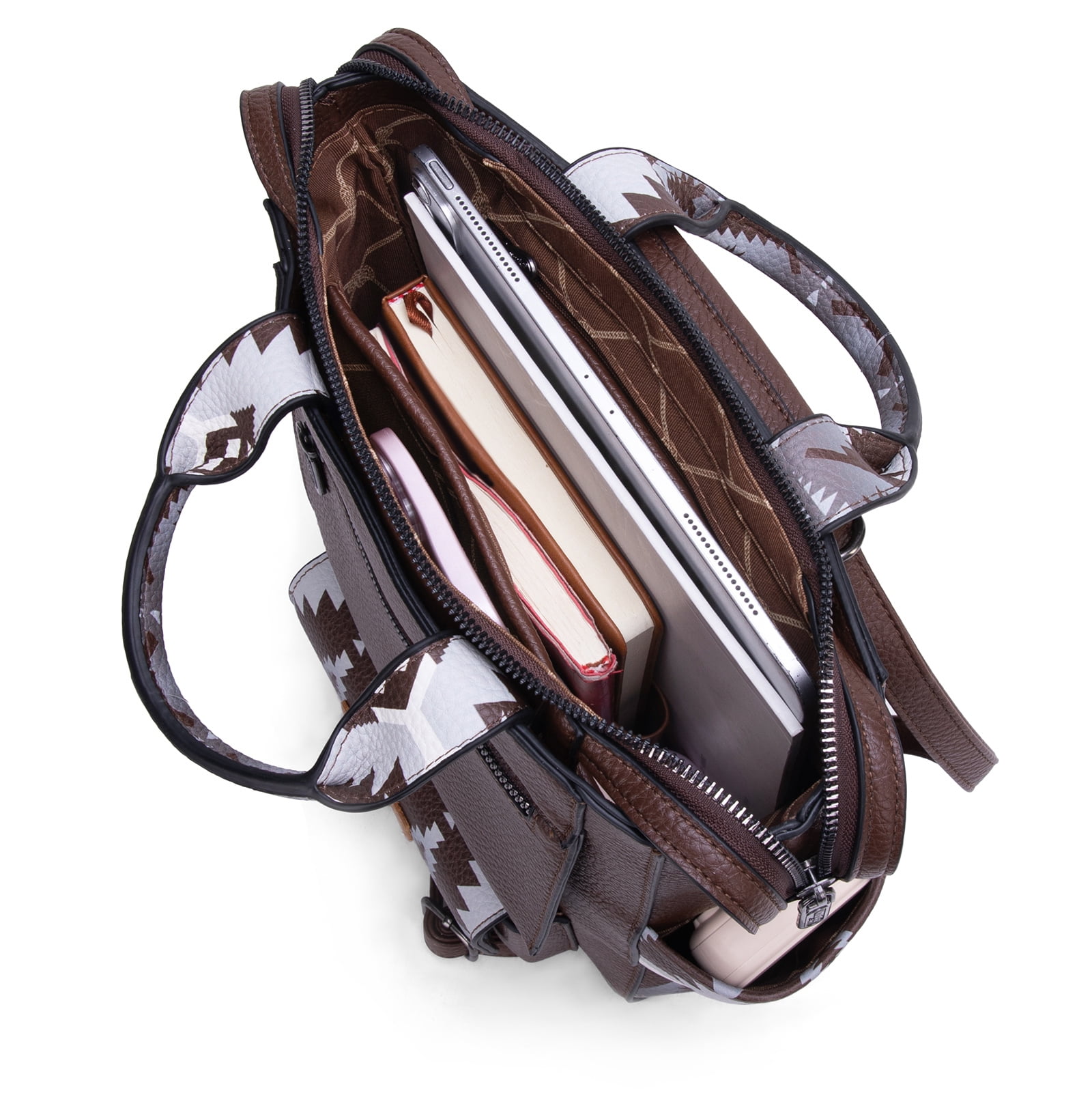 Wrangler Aztec Women Backpack Purse Convertible Fashion Ladies Anti Theft with Adjustable Strap, Dark Coffee
