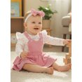 thumbnail image 5 of Miaouyo Infant Baby Girl Valentines Day Outfit 0 3 6 12 18 Months Cute Fashionable Long Sleeve Heart Bow Printed Romper with Headband, 5 of 9