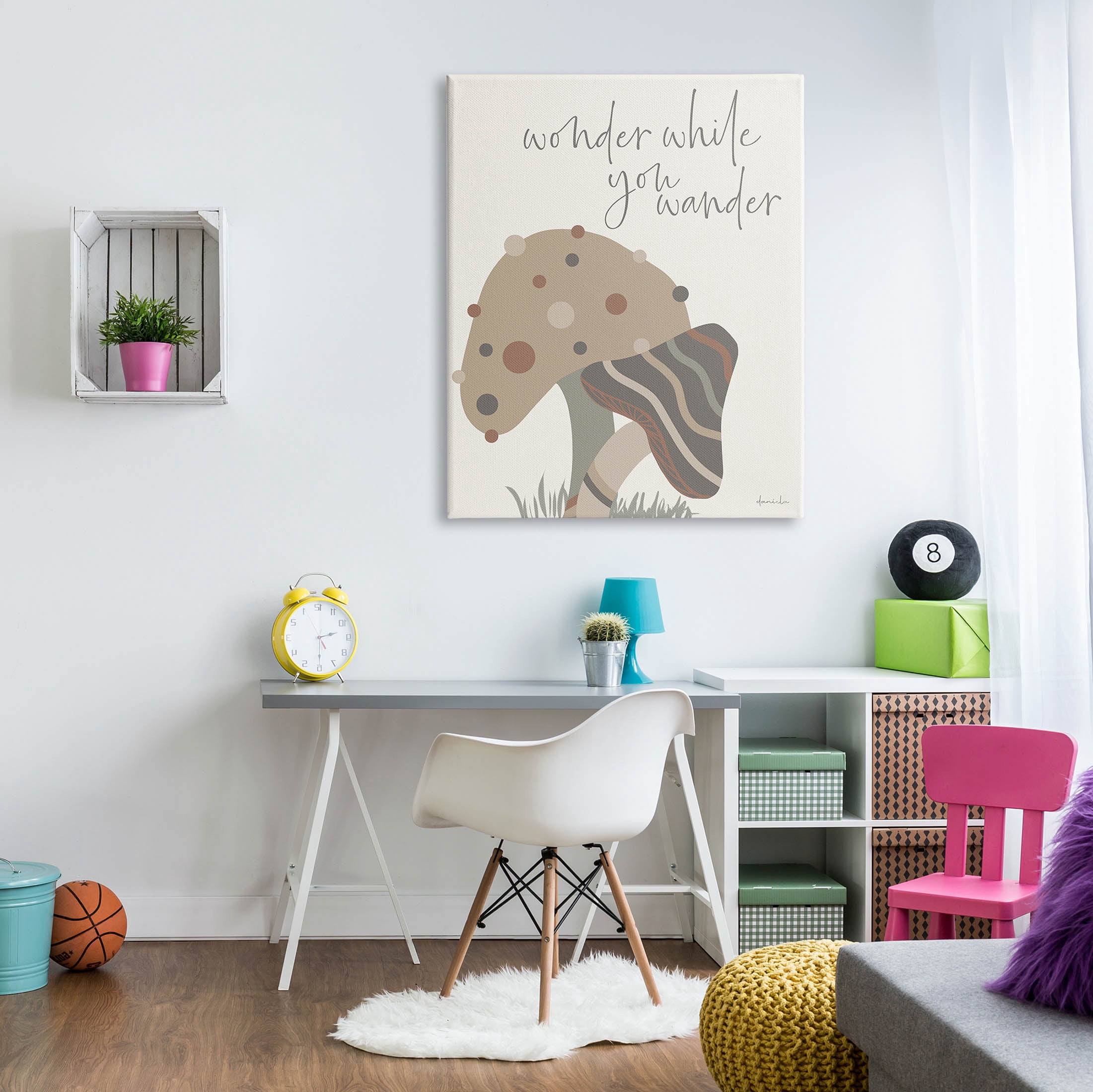 Stupell Industries Wonder While you Wander Mushroom Graphic Art Gallery Wrapped Canvas Print Wall Art, Design by Daniela Santiago