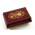 thumbnail image 1 of Remarkable 30 Note Red Wine Floral Theme Wood Inlay Musical Jewelry Box - Yesterday, 1 of 2