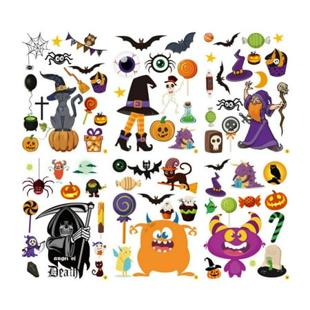 Bangus 6pcs Halloween Sticker Pumpkin Witch Cat Stickers Decals Funny ...